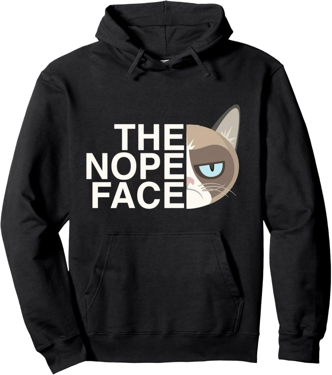 The Nope Face | Lustiger Lazy Cat Witz Hoodie für Damen & Herren Pullover Hoodie