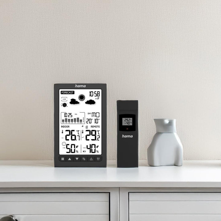 Wetterstation "Ko Samui", mit Aussensensor, Funk, Wecker, Schwarz