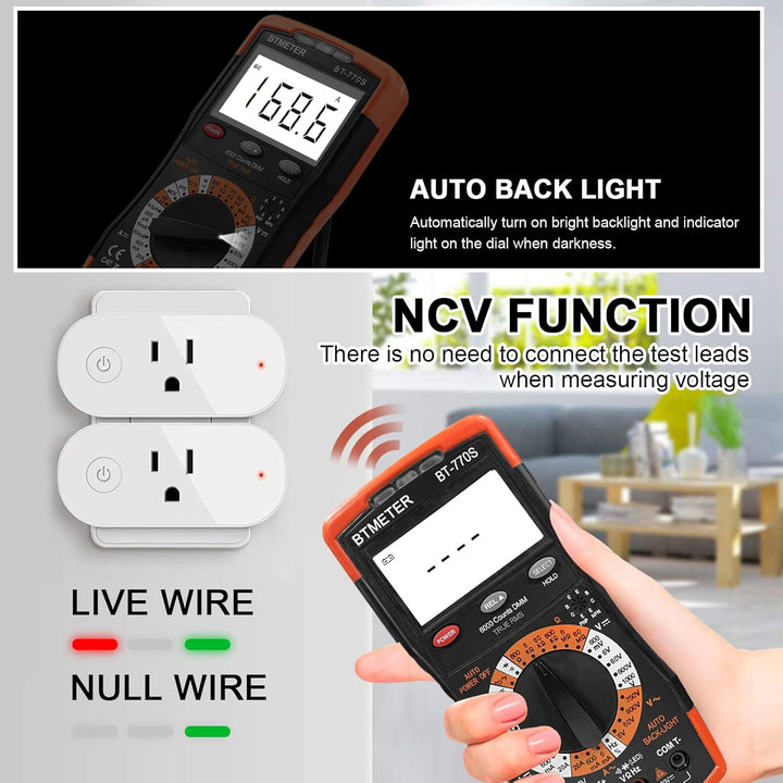 BTMETER BT-770S Multimeter Manuelles Strommessgerät, für AC DC Volt Ampere Ohm Kapazität Frequenz mi