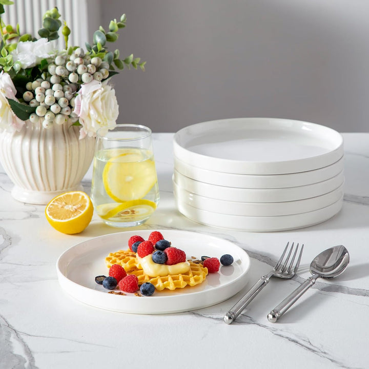 MALACASA Dessertteller 6 Personen, Ø 21 cm Kleine Teller Set aus Porzellan, Frühstücksteller mit Ste