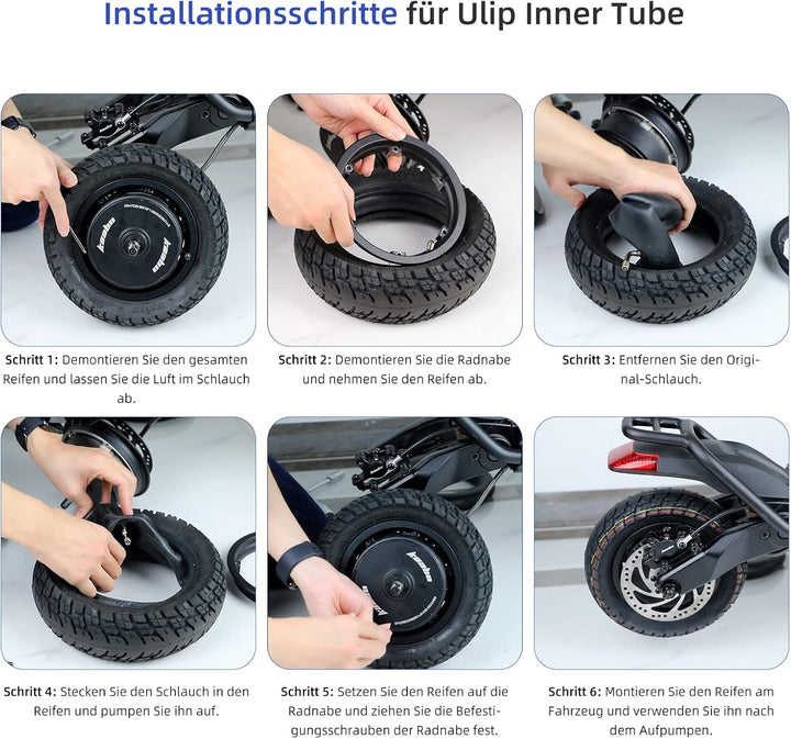 ulip 2 Stück E-Scooter Schlauch 90/65-6.5 (11 Zoll)- Abgewinkeltes Ventil 90/90 - Kompatibel mit 90/