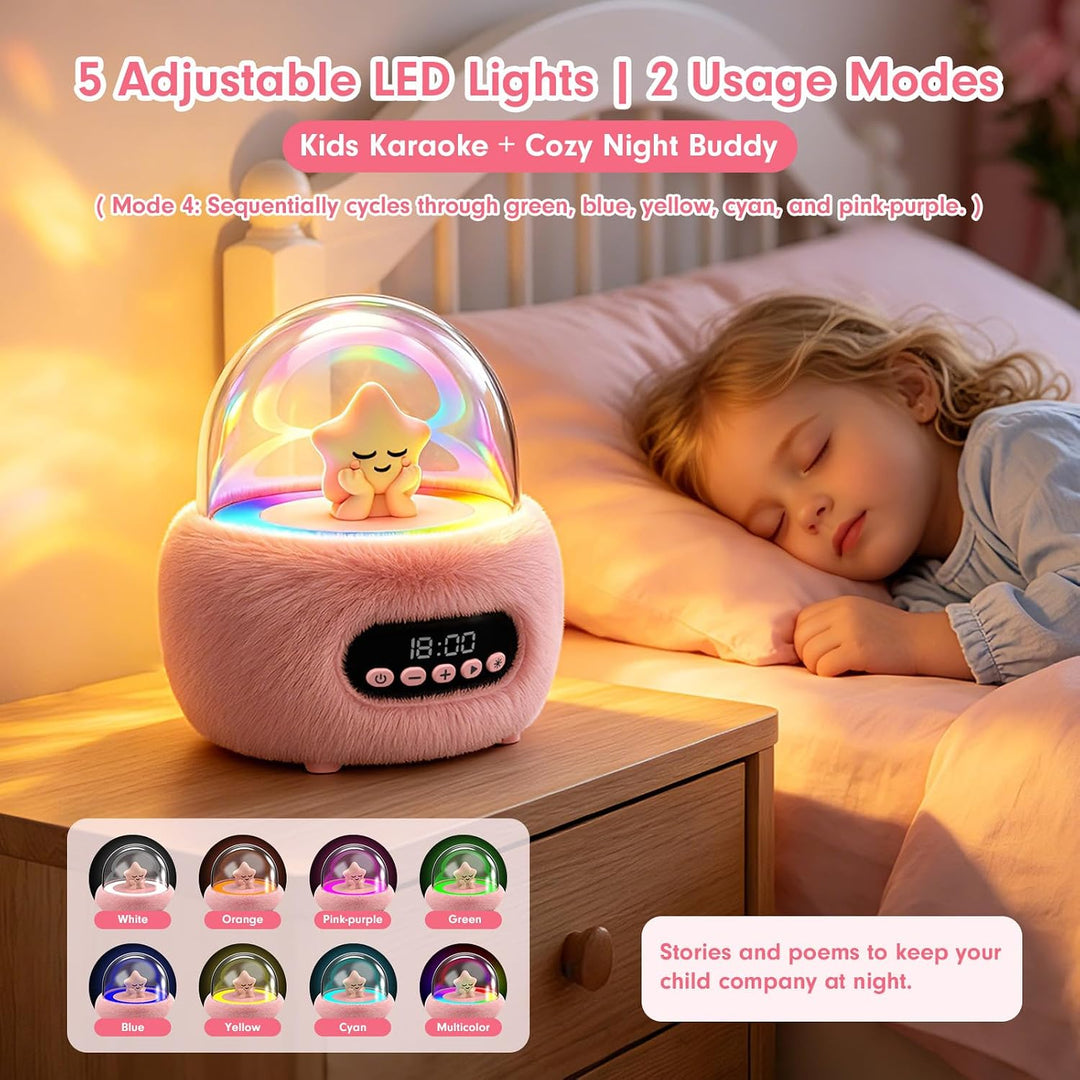 Karaoke Maschine mit 2 Bluetooth Mikrofonen für Kinder 3-8 Jahre | Tragbar, Sichere 85dB Lautstärke,