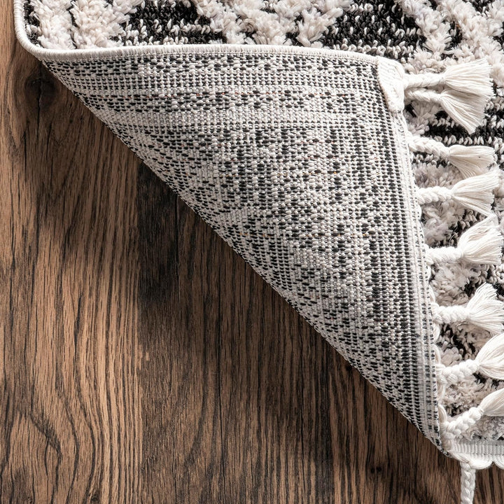 nuLOOM Ansley Teppich mit marokkanischen Gitterquasten, 7,6 x 12,7 cm, Grau 3' x 5' Ansley Grey, 3'