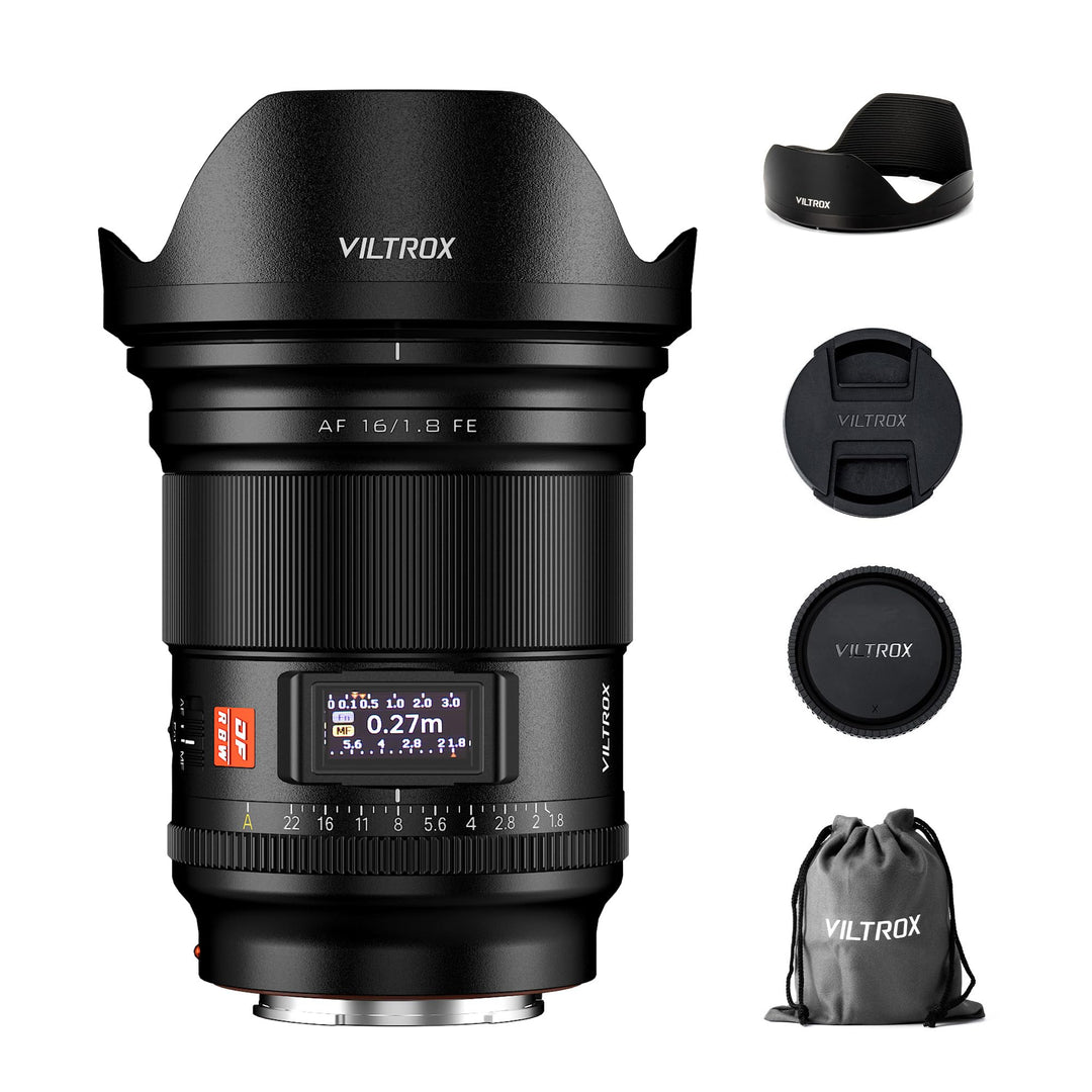 VILTROX AF 16mm F1.8 FE Objektiv für Sony E Mount, grosse Blende F/1.8 Vollformat-Weitwinkelobjektiv