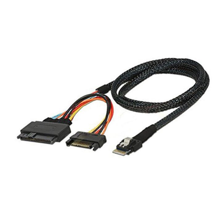 Slimline Mini SAS SFF-8654 4I 38P auf SAS SFF-8639 U.2 mit SATA15P-Stecker Adapterkabel für Server M