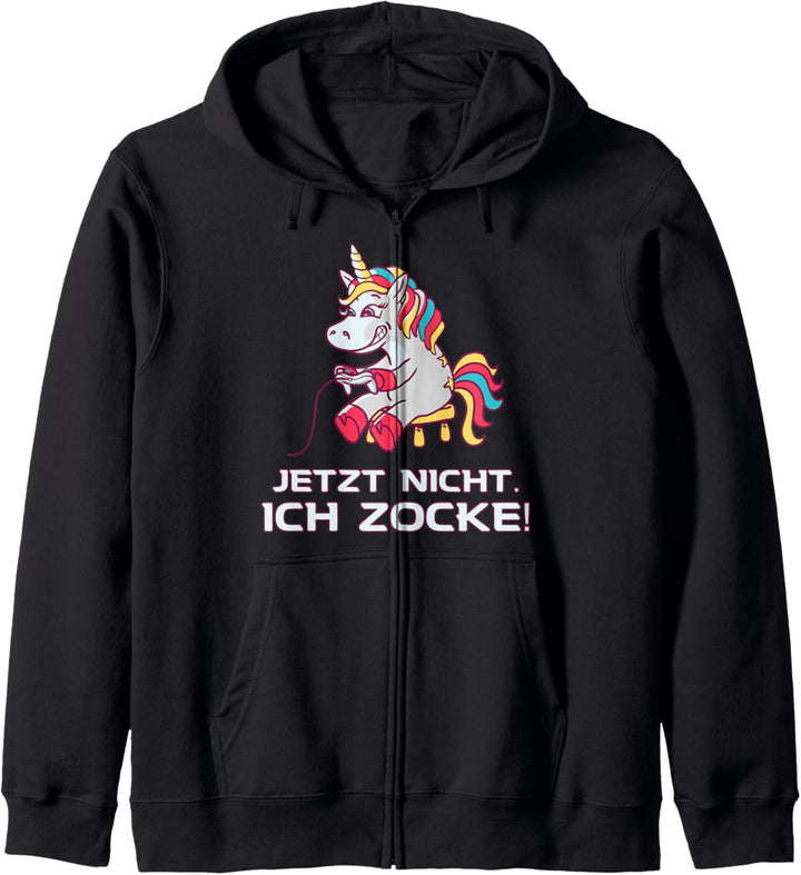 Jetzt nicht ich zocke Gaming zocken Einhorn Spruch Mädchen Kapuzenjacke