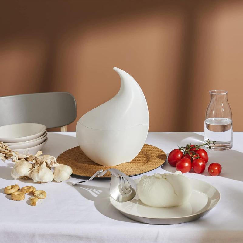 Alessi Nunziatella ESI23 SET - Designbehälter und Perforierte Pfanne für Mozzarella aus Thermoplasti