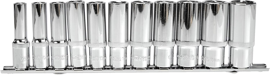 KS Tools 918.0611 3/8" CHROMEplus Sechskant-Stecknuss-Satz, lang, 11-tlg. 8-19mm
