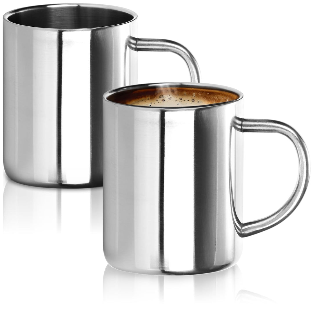 Robin Goods® 2x Edelstahl-Thermobecher Set - 350 ml je Kaffeetasse - Thermo-Trinkbecher aus hochwert