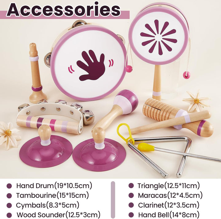 BUYGER Percussion Instrumente für Kinder, Baby Montessori Musikspielzeug aus Holz, Musikinstrumente