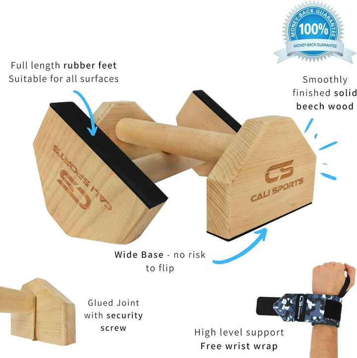 CALI SPORTS Holz-Paralletten für Calisthenics, Gymnastik, Yoga, Handständer,
