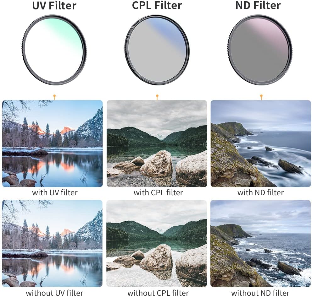 K&F Concept Filter Set K-Serie 55mm Filter Kit MC UV Filter+ Polfilter (CPL)+Neutral Dichte Graufilt