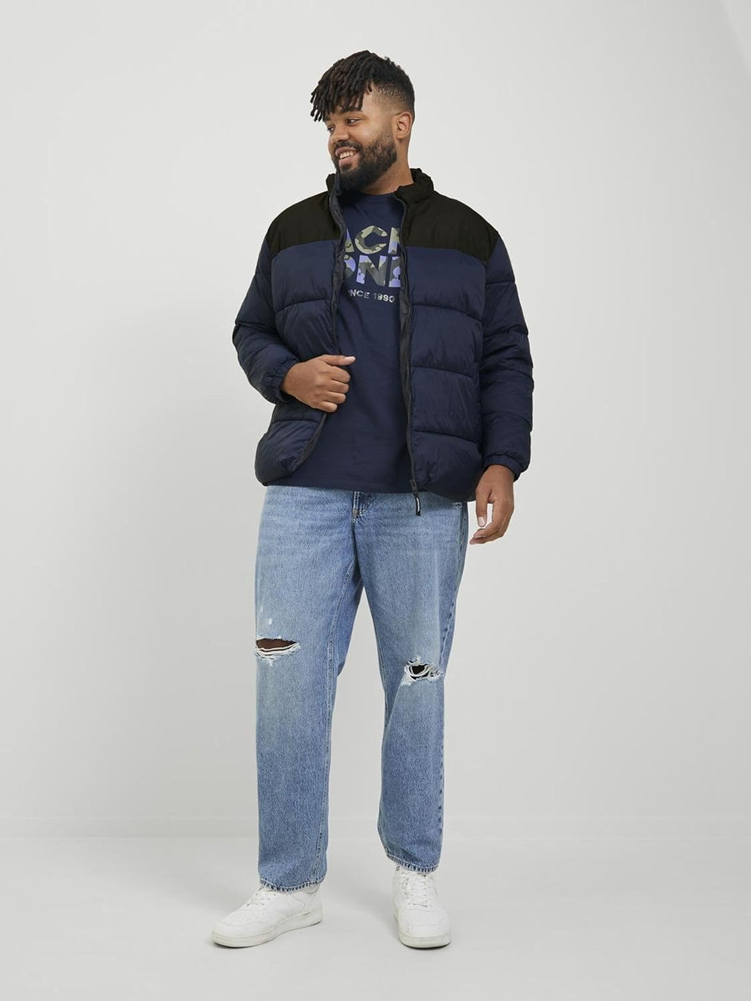 JACK & JONES Herren Jjetoby Puffer Collar Pls Pufferjacke 3XL Navy Blazer, 3XL Navy Blazer