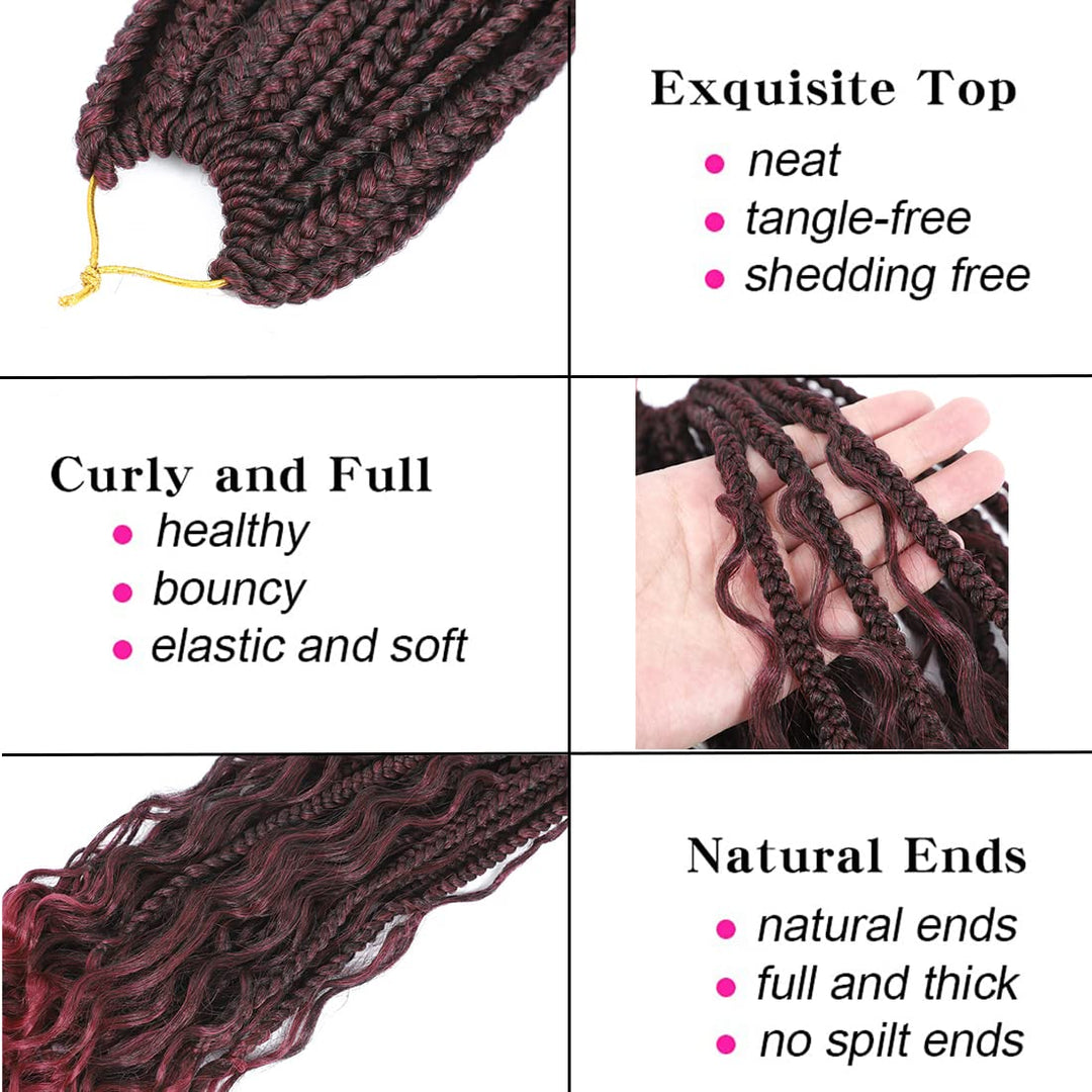 WoWCFyyds 8 Packs Crochet Braids Hair Curly 14Zoll Goddess Box Braids Crochet Hair Bohemian Hippie B