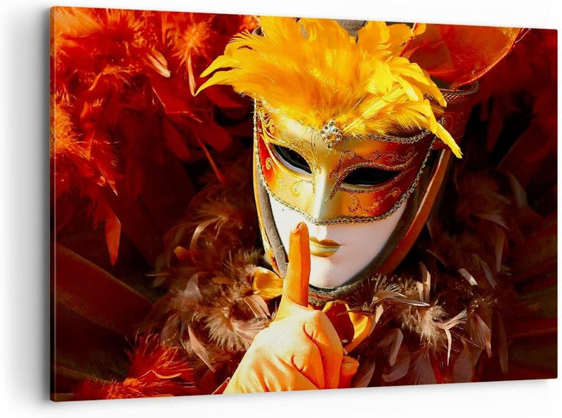 Bilder auf Leinwand 100x70cm Leinwandbild Venezianische Maske bunt Karneval Gross Wanddeko Bild Schl