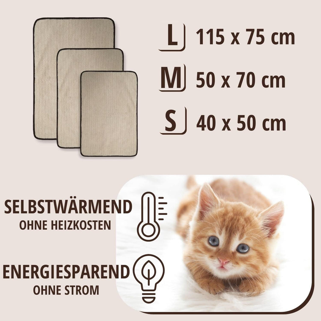 PetLove Thermal Selbstwärmende Decke für Hunde & Katzen • Wärmende Hundedecke und Katzendecke • Selb