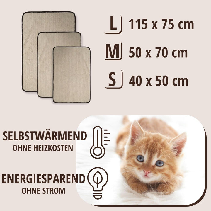 PetLove Thermal Selbstwärmende Decke für Hunde & Katzen • Wärmende Hundedecke und Katzendecke • Selb