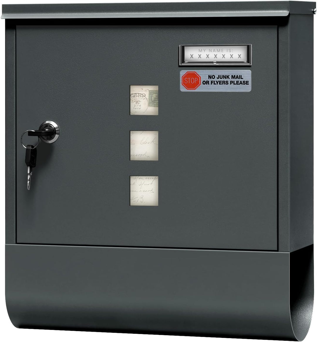 WOLTU Briefkasten Postkasten mit Zeitungsfach Sichtfenstern Namensschild, Wandbriefkasten abschliess