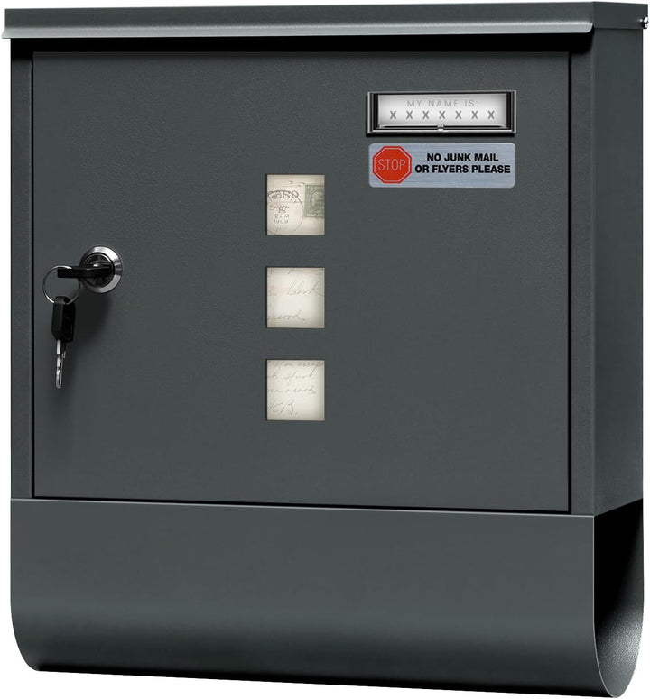 WOLTU Briefkasten Postkasten mit Zeitungsfach Sichtfenstern Namensschild, Wandbriefkasten abschliess