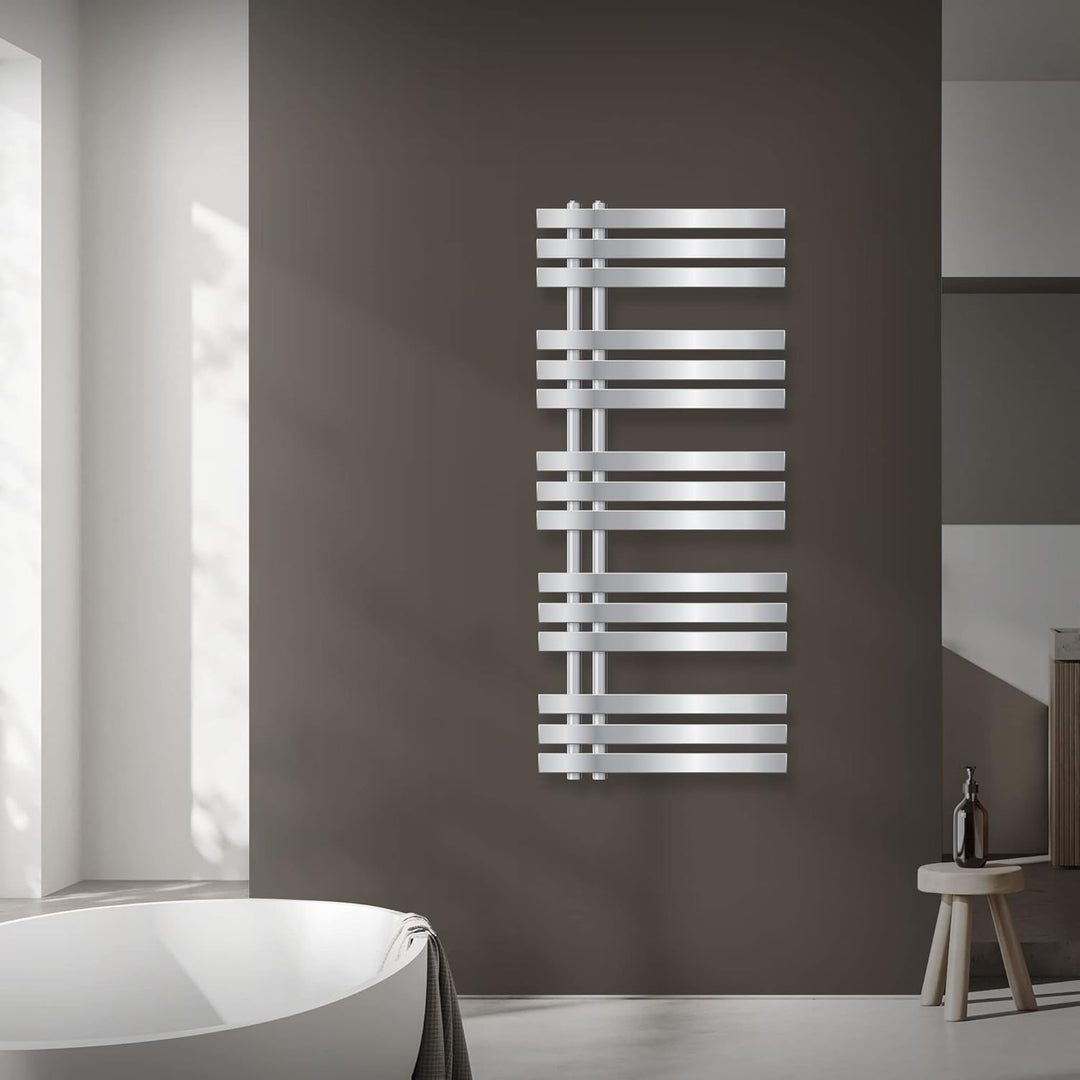 ECD Germany Iron EM Design Badheizkörper Elektrisch mit Heizstab 1200 W - 500 x 1200 mm - Chrom - De