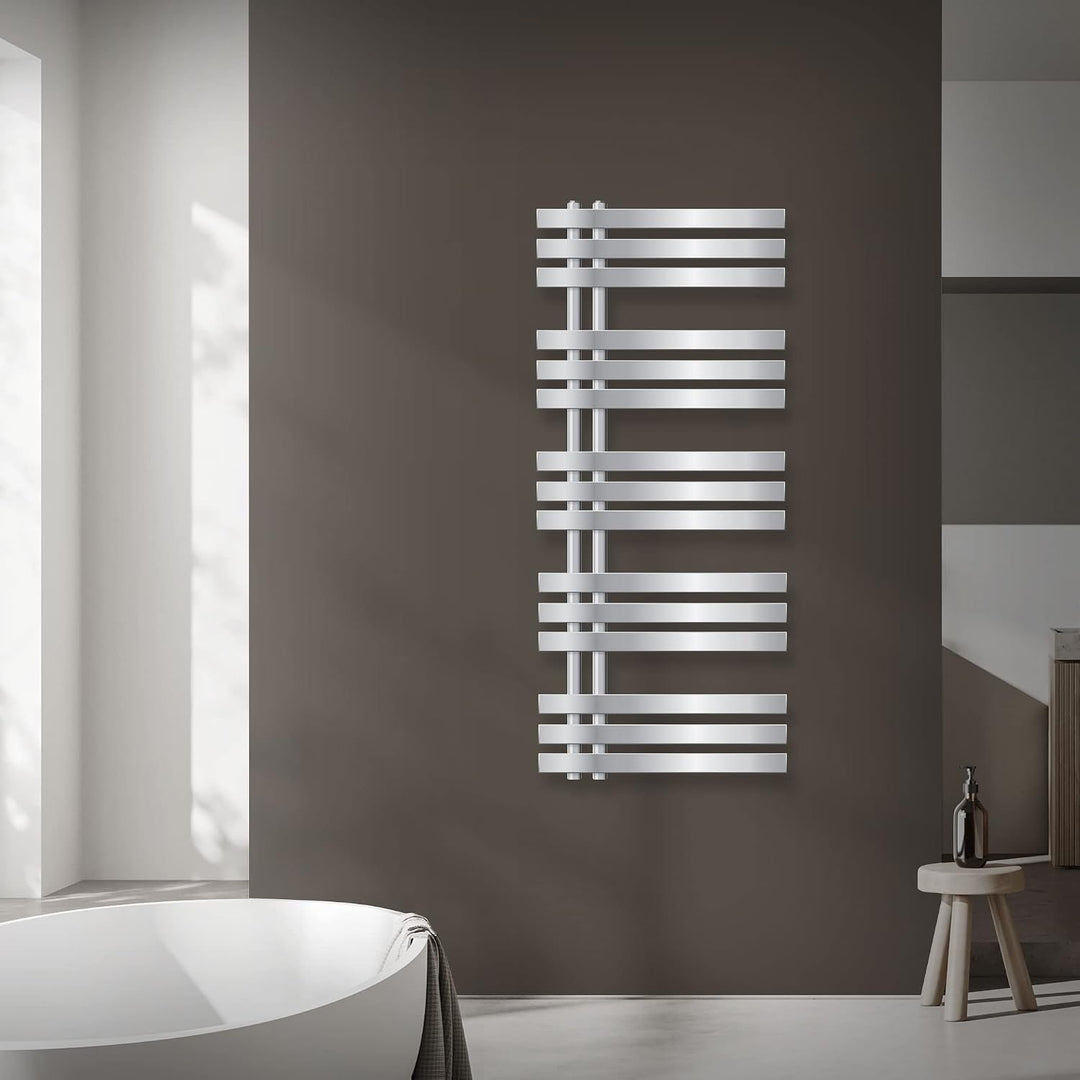 ECD Germany Iron EM Design Badheizkörper Elektrisch mit Heizstab 1200 W - 500 x 1200 mm - Chrom - De