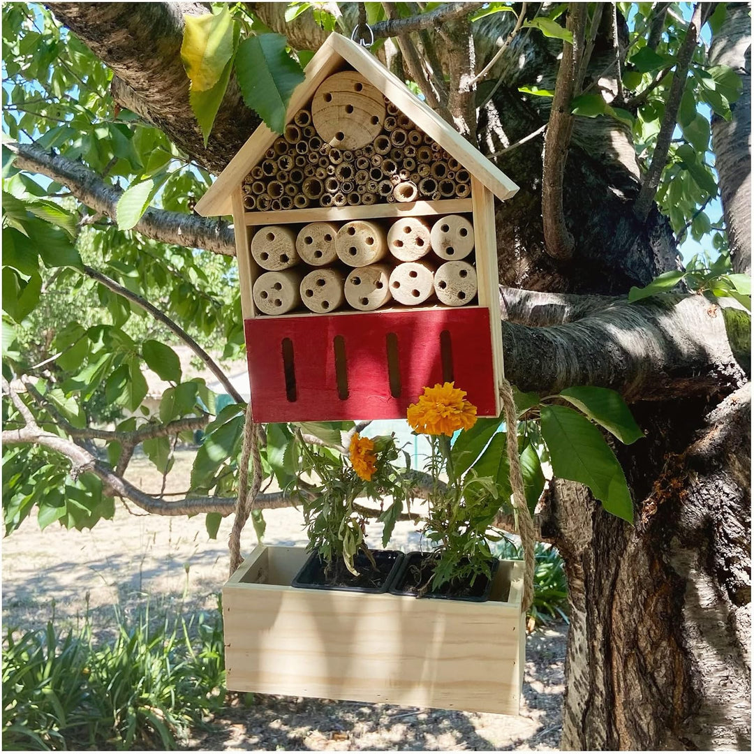 Insektenhotel mit Blumenkasten und Pflanzensamen - Entdeckungs- und Naturset - 170031 - Holz - Garte
