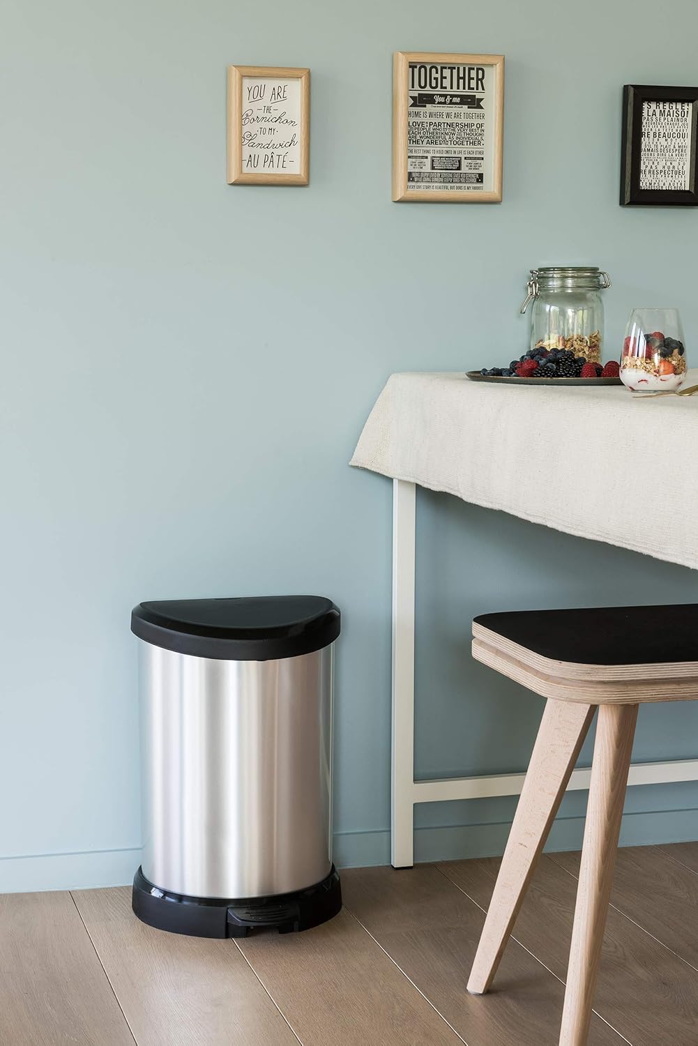 Curver Decobin Metal Abfallbehälter Deco 20L in schwarz/Silber metallic, Plastik, 30.3 x 26.8 x 44.8