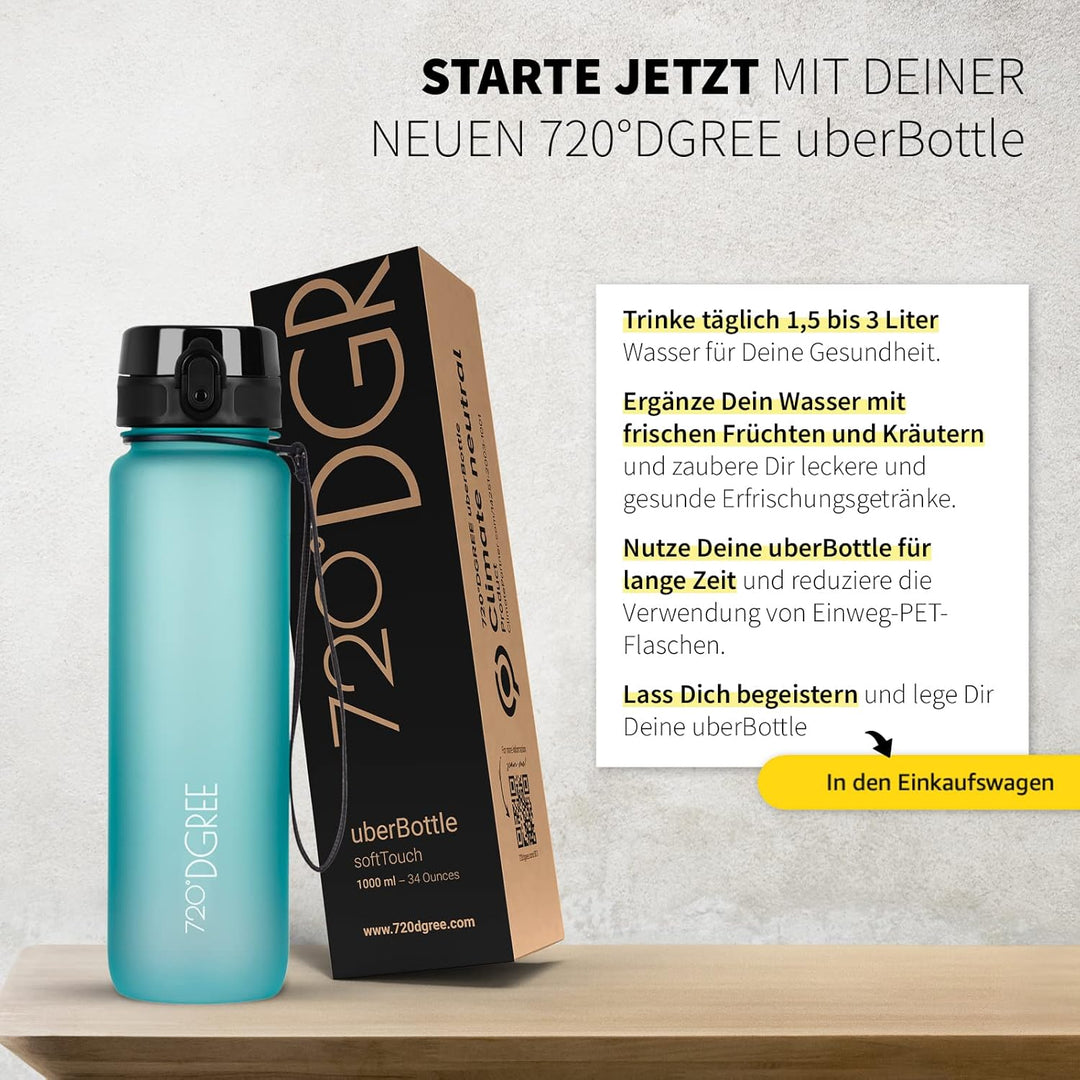 720°DGREE Trinkflasche “uberBottle“ +Sieb - 350ml, 500ml, 650ml, 1000ml, 1,5l, 2l - BPA-Frei - Wasse