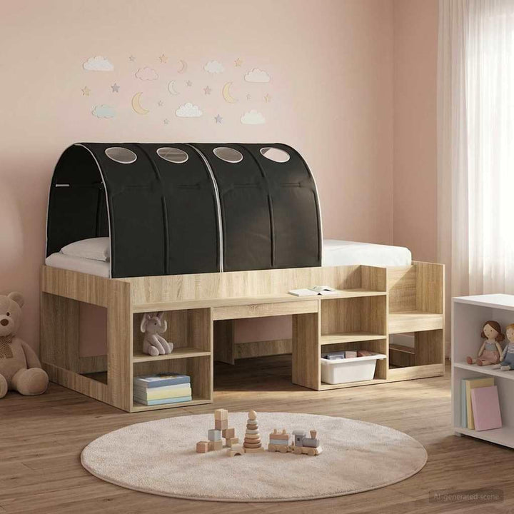 Bettunnel 2 Stück Schwarz 211 x 67,5 x 2 cm Polyester für Kingsize-Betten, Innenbereich, modernes De