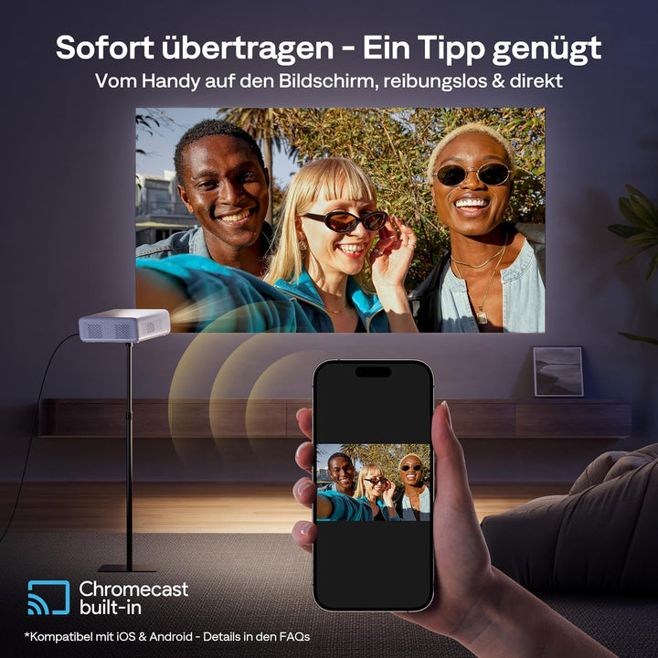 Aurzen Eazze D1G Beamer mit offiziellem Google TV, Smart Beamer 4K unterstützt Full HD 1080P, DoIby