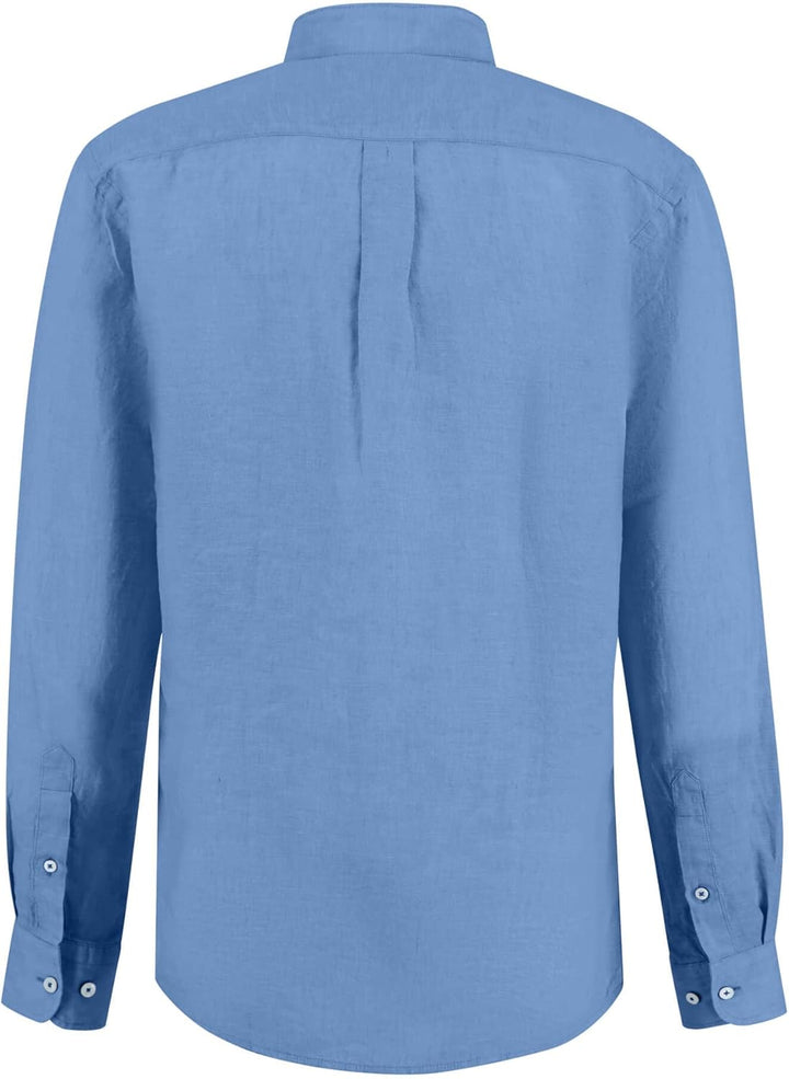 FYNCH-HATTON Herren Langarmhemd - aus softem Premium Leinen mit Stehkragen, Light Sky, L