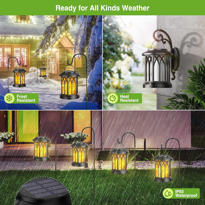 Garten Solarlampen für Aussen Hängend, GEARLITE 2 Stücke Solar Laternen für Draussen mit Realistisch