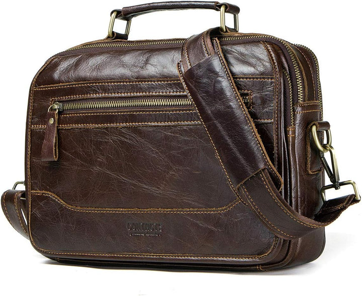 Contacts Herren Umhängetasche aus echtem Leder, für Reisen, 30,5 cm (12 Zoll) Laptop, Kaffeebraun