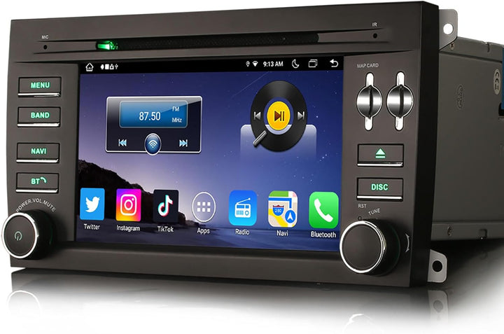 Erisin 7 Zoll Android 11.0 Autoradio mit GPS Navi für Porsche Cayenne Unterstützt Wireless CarPlay C
