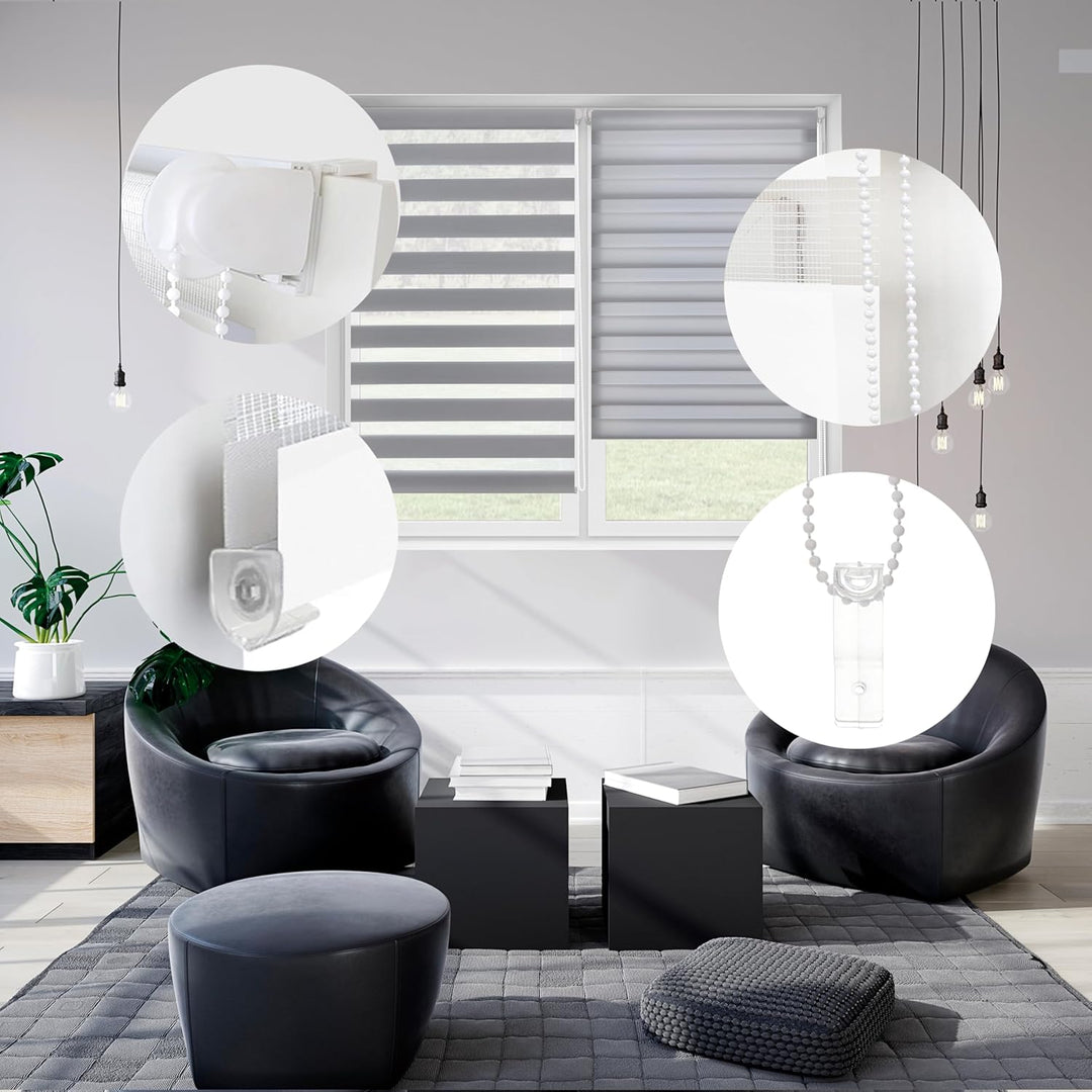 Blindecor - Indus doppelrollo klemmfix ohne bohren - duo rollo klemmfix Silbergrau - 52 x 180 cm (Br