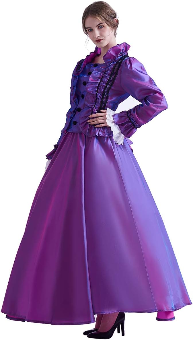 GRACEART Damen Gothic Viktorianisches Kleid Renaissance Maxi Kostüm (S, Lila) S Lila, S Lila