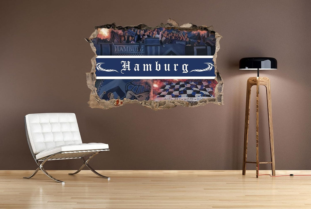 Ultras Hamburg Collage, 3D Wandsticker Format: 62x42cm, Wanddekoration