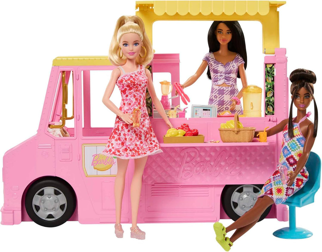 BARBIE Limonadenmobil - Süsser Truck mit Zubereitungsbereich und Essplatz, umwandelbar für heisse So