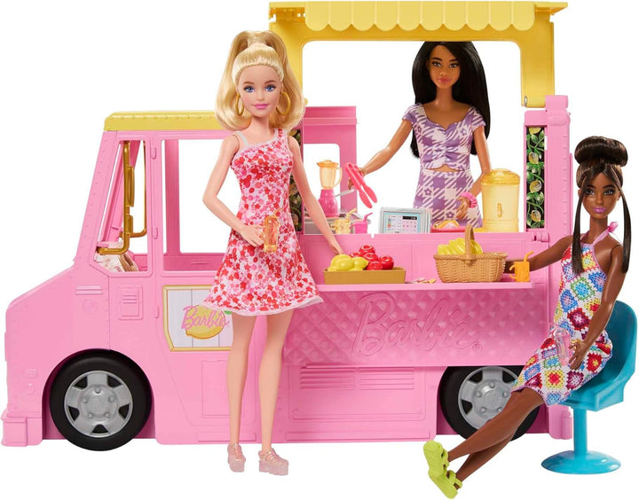 BARBIE Limonadenmobil - Süsser Truck mit Zubereitungsbereich und Essplatz, umwandelbar für heisse So