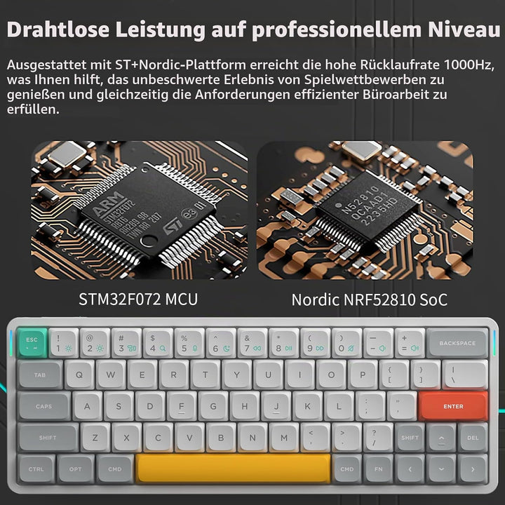 nuphy Air60 v2 Mechanische Tastatur QMK/VIA, 60% Low Profile Kabellose Tastatur, Bluetooth 5.1, 2.4G