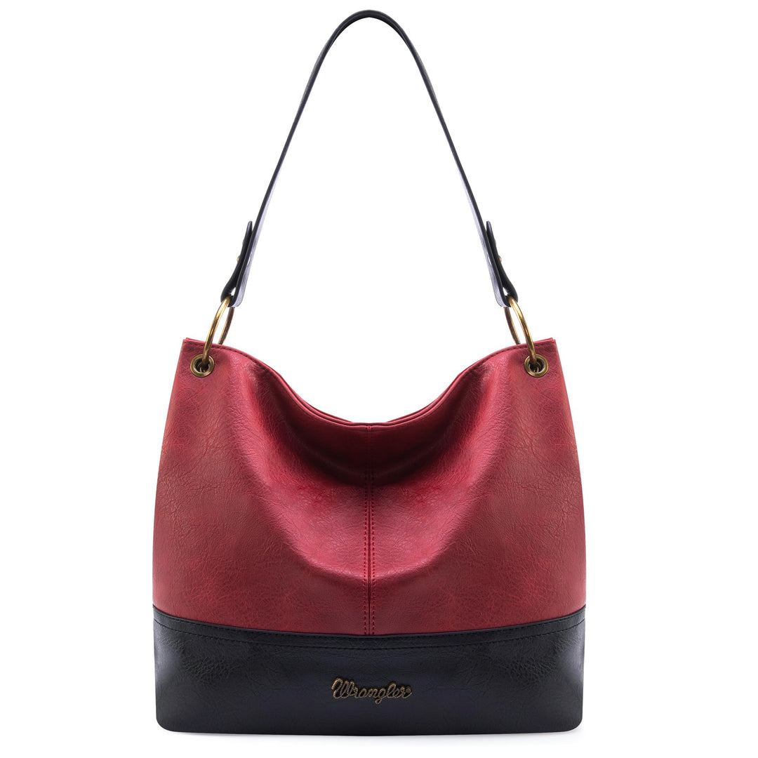 Wrangler Hobo-Taschen für Damen, veganes Leder, Griff oben, Schultertaschen und Handtaschen Rot, Rot