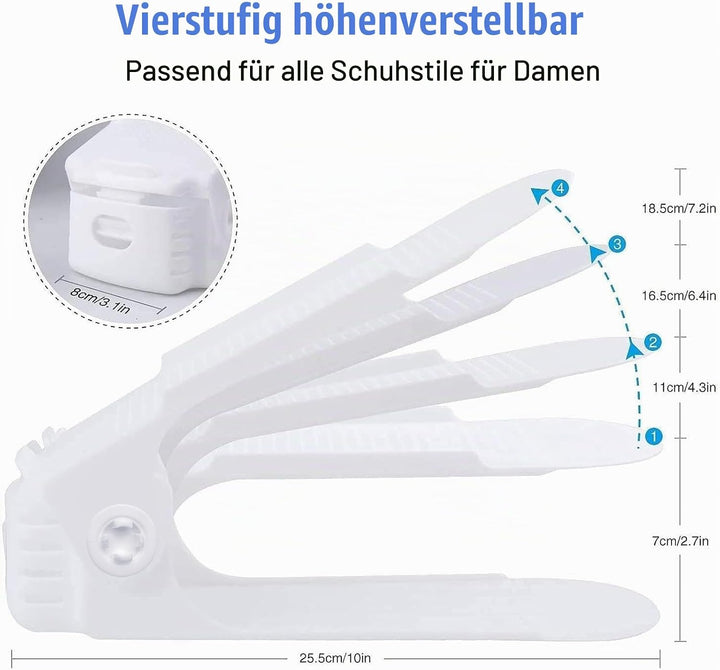 BIGLUFU Einstellbare Schuhstapler, 20 Stück Schuhstapler Platzsparend, Schuhorganizer Platzsparend V