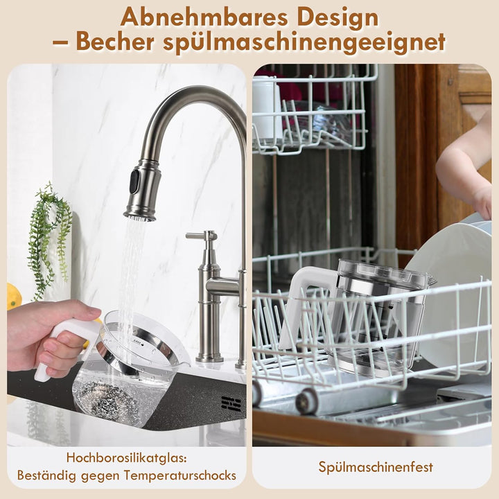 6 in 1 Milchaufschäumer Elektrisch, 600W Milchwärmer, 500 ml milchaufschäumer induktion, Visuelles G