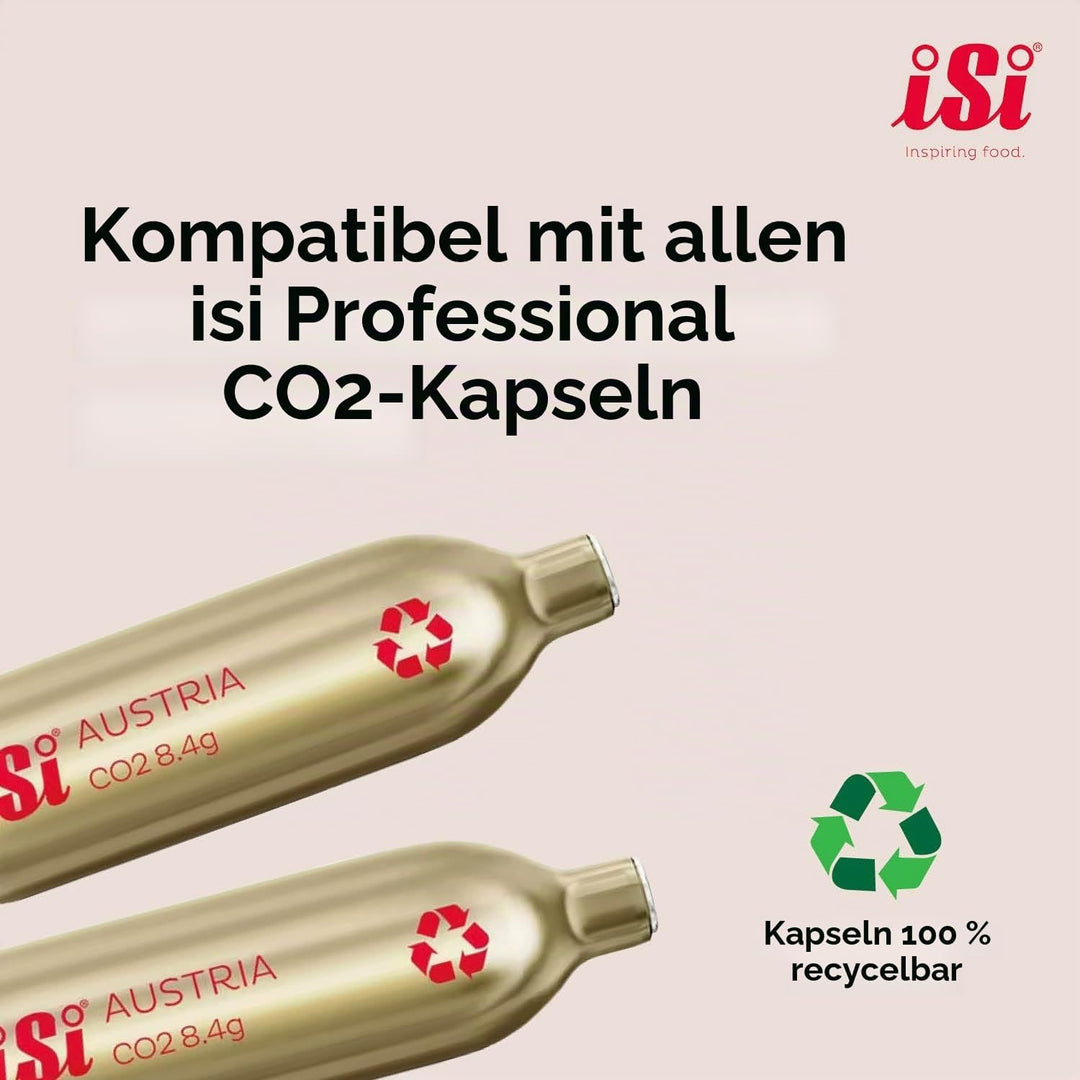 iSi Siphon, Wassersprudler für Sprudelwasser, Sprudler mit Edelstahl Flasche, Kohlensäure für Wasser