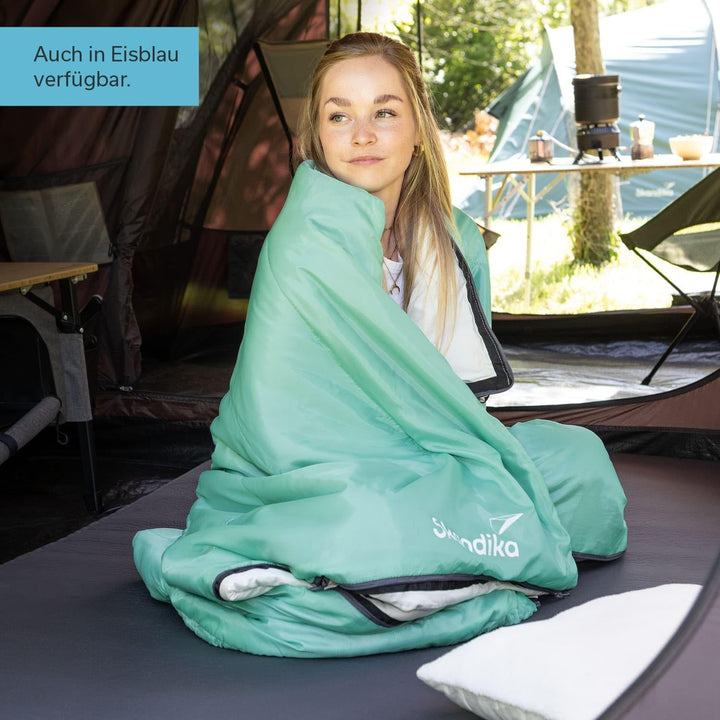 Skandika Deckenschlafsack Skye | Schlafsack 3 Jahreszeiten, mit Kissen, koppelbar, 220 x 75 cm, 250g