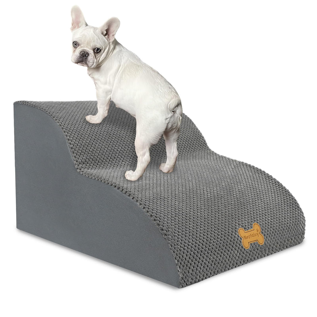 Nepfaivy Hundetreppe für Kleine Hunde 2-Stufig, Haustiertreppe für Bett und Sofa aus Hochdichtem Sch