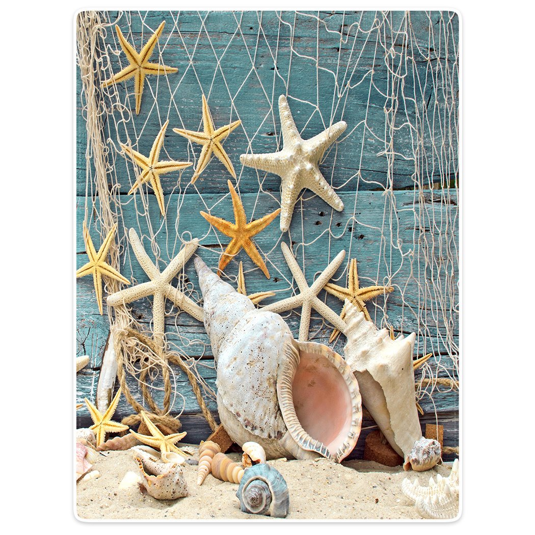 YISUMEI Decke 150x200 cm Kuscheldecken Sanft Flanell Weich Fleecedecke Bettüberwurf Strand Seestern