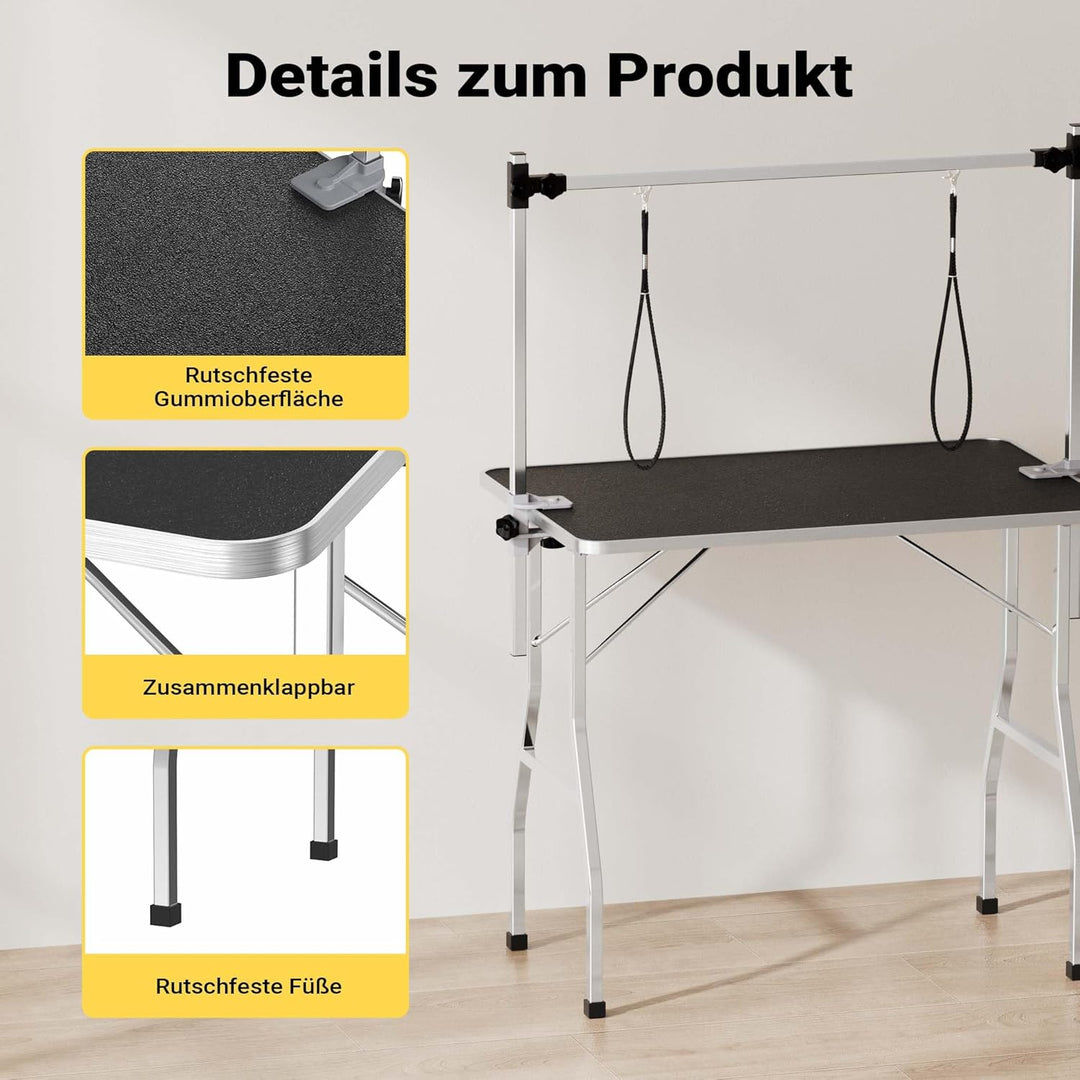Wiltec Schertisch Trimmtisch mit 2 Schlingen Pflegetisch für Hund und