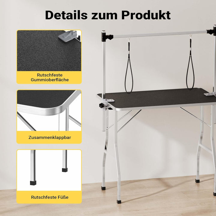 Wiltec Schertisch Trimmtisch mit 2 Schlingen Pflegetisch für Hund und