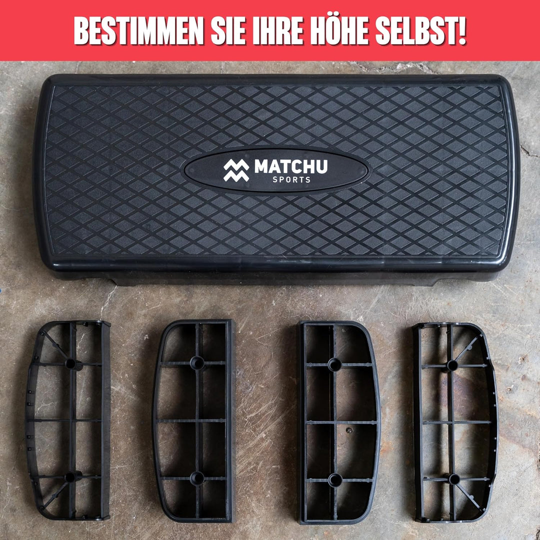 MATCHU - Steppbrett Höhenverstellbar für Fitness - Einstellbar in 9 und 14 CM - Höchstgewicht: 200 K